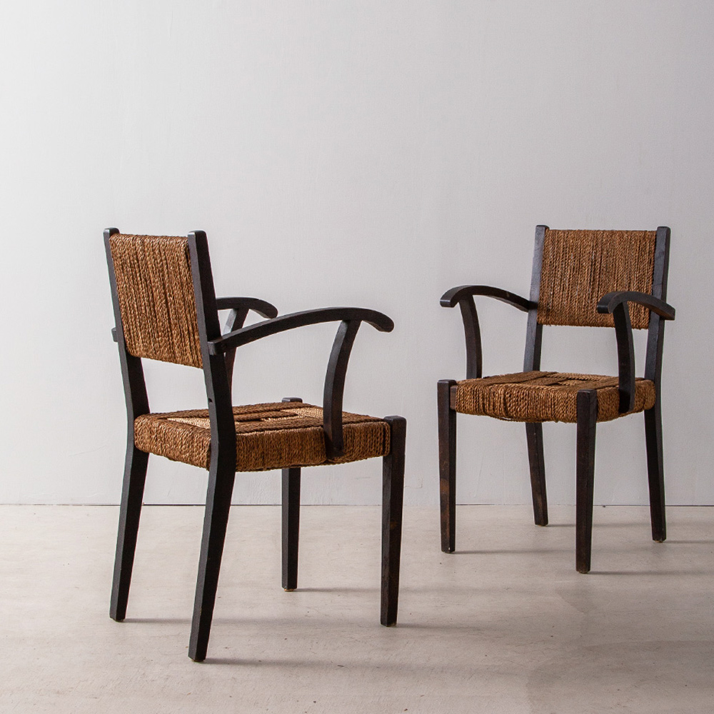 Arm Chair in Elegant Rope Cord and “Bois Noirci” Wood by Francis Jourdain