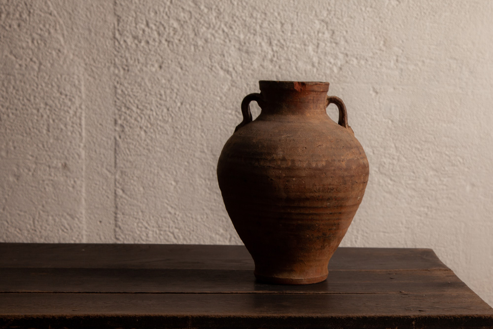 Antique,Vintage,アンティーク,ヴィンテージ,家具,雑貨,ツボ,壺,エジプト,耳付き,素焼き