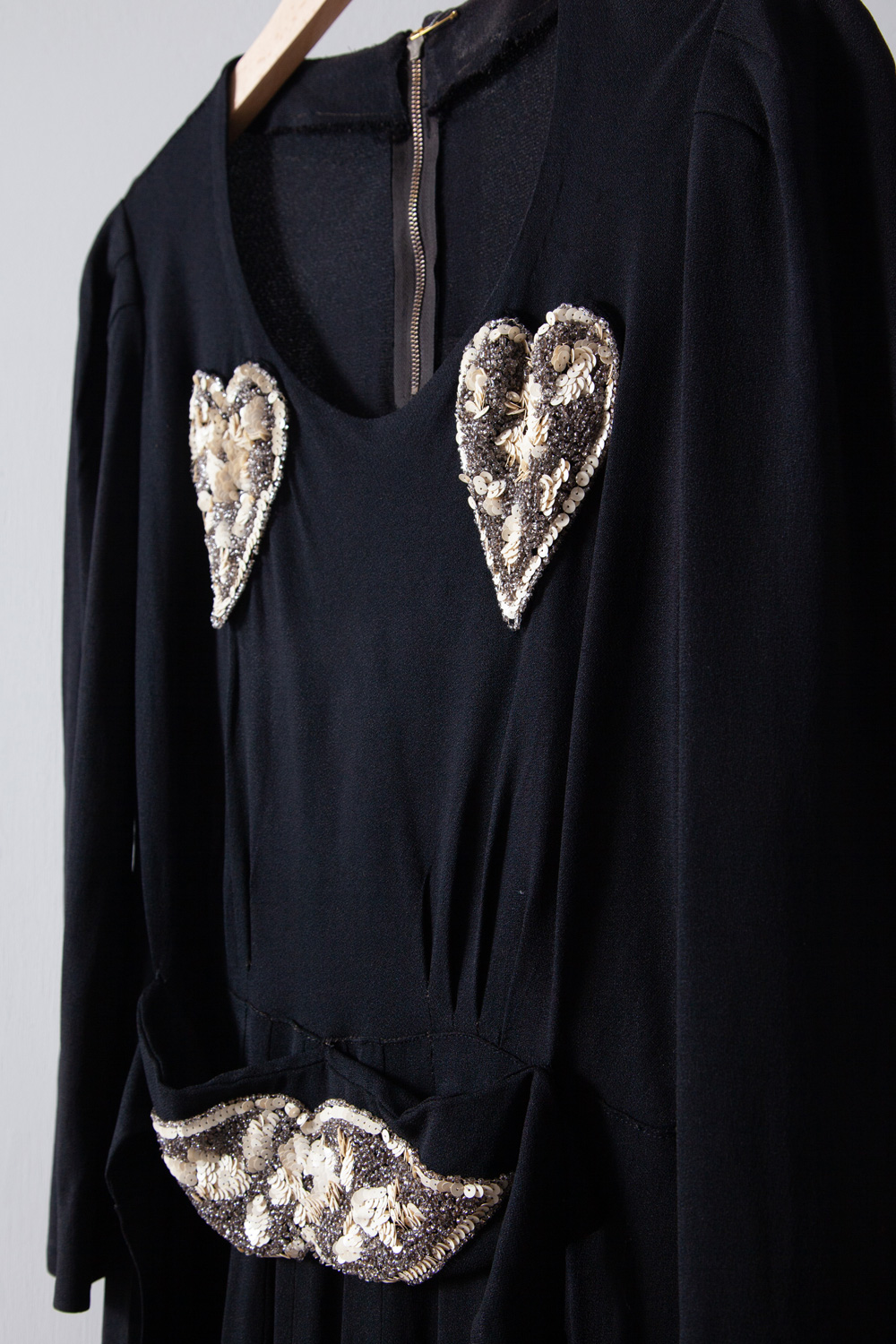 40s Heart Beads Embroidered Dress