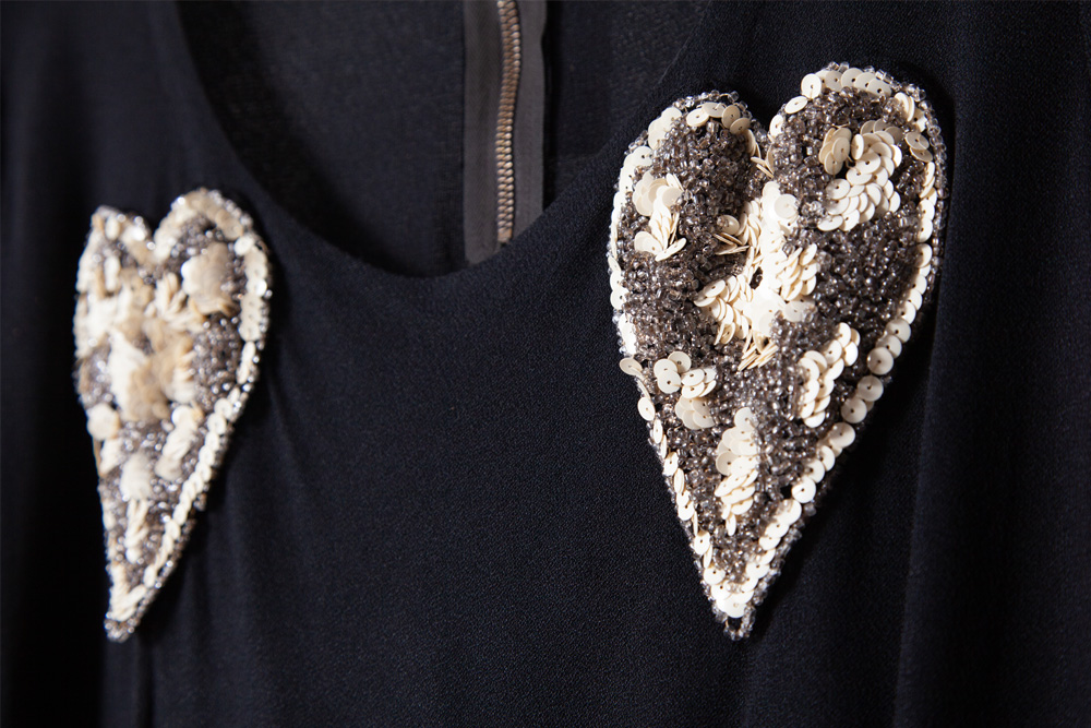 40s Heart Beads Embroidered Dress