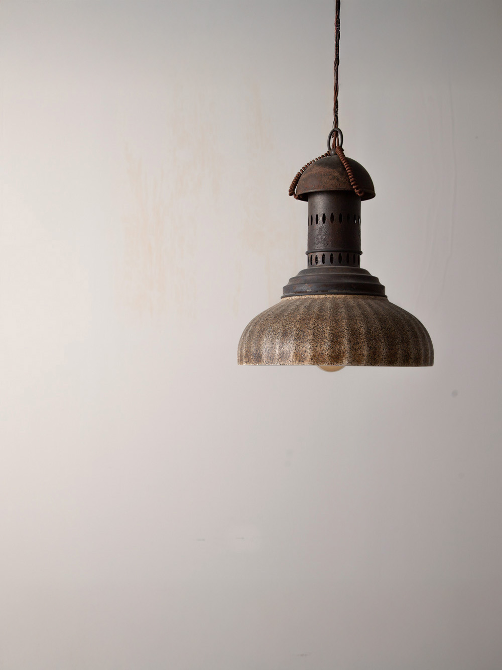 Industrial Lamp with Ceramic Shade