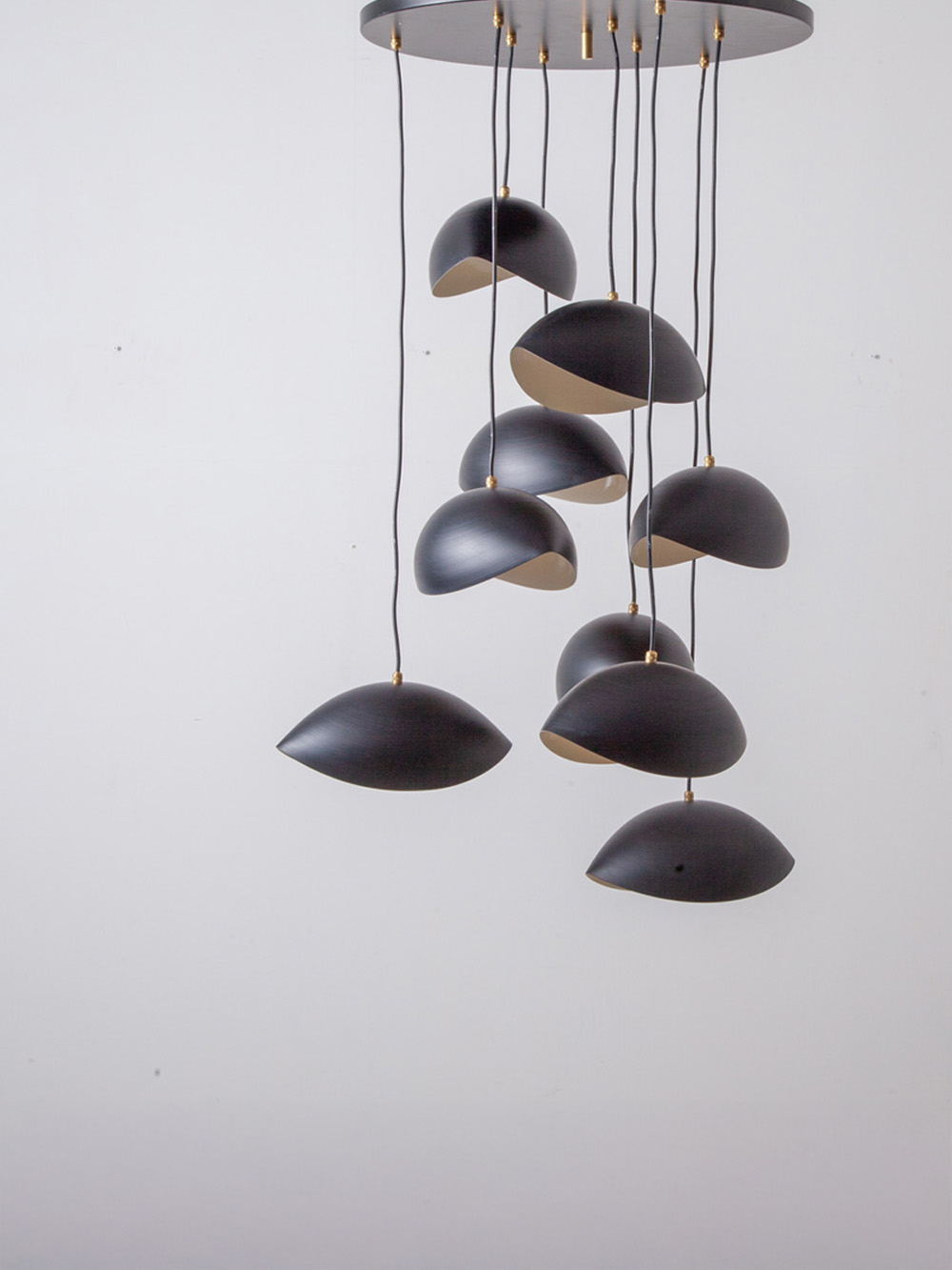 Pendant Light with 9 Wink Shade in Brass and Black