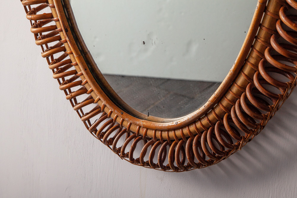 stoop | Bent Rattan Oval Wall Mirror