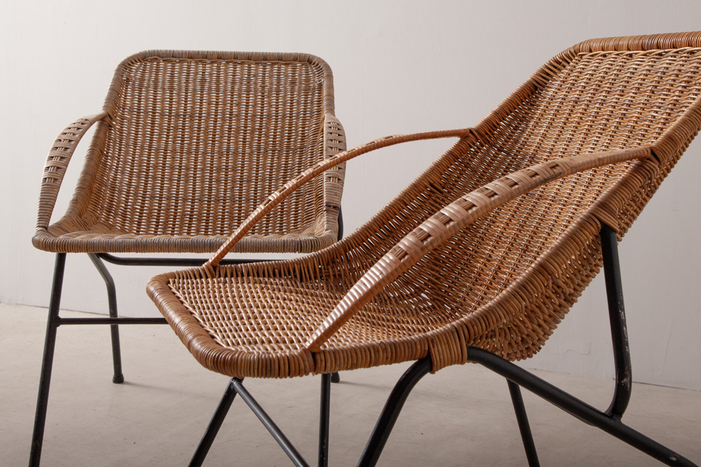 stoop | Vintage Chair in Rattan and Steel