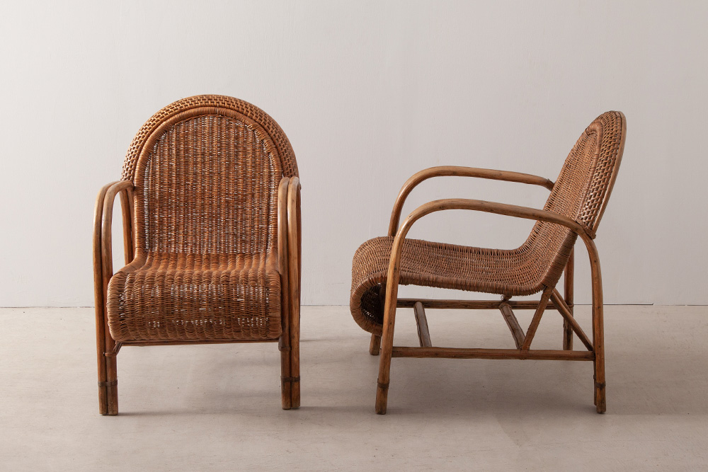 stoop | Vintage Arm Chair in Rattan