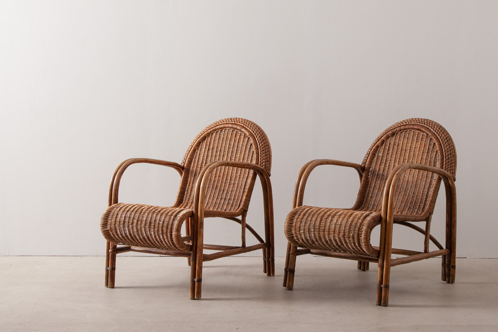 stoop | Vintage Arm Chair in Rattan