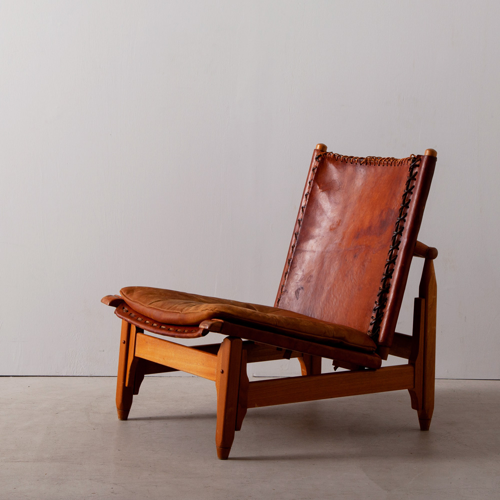 stoop | Vintage Saddle Leather Low Chair with Cushion for Arte