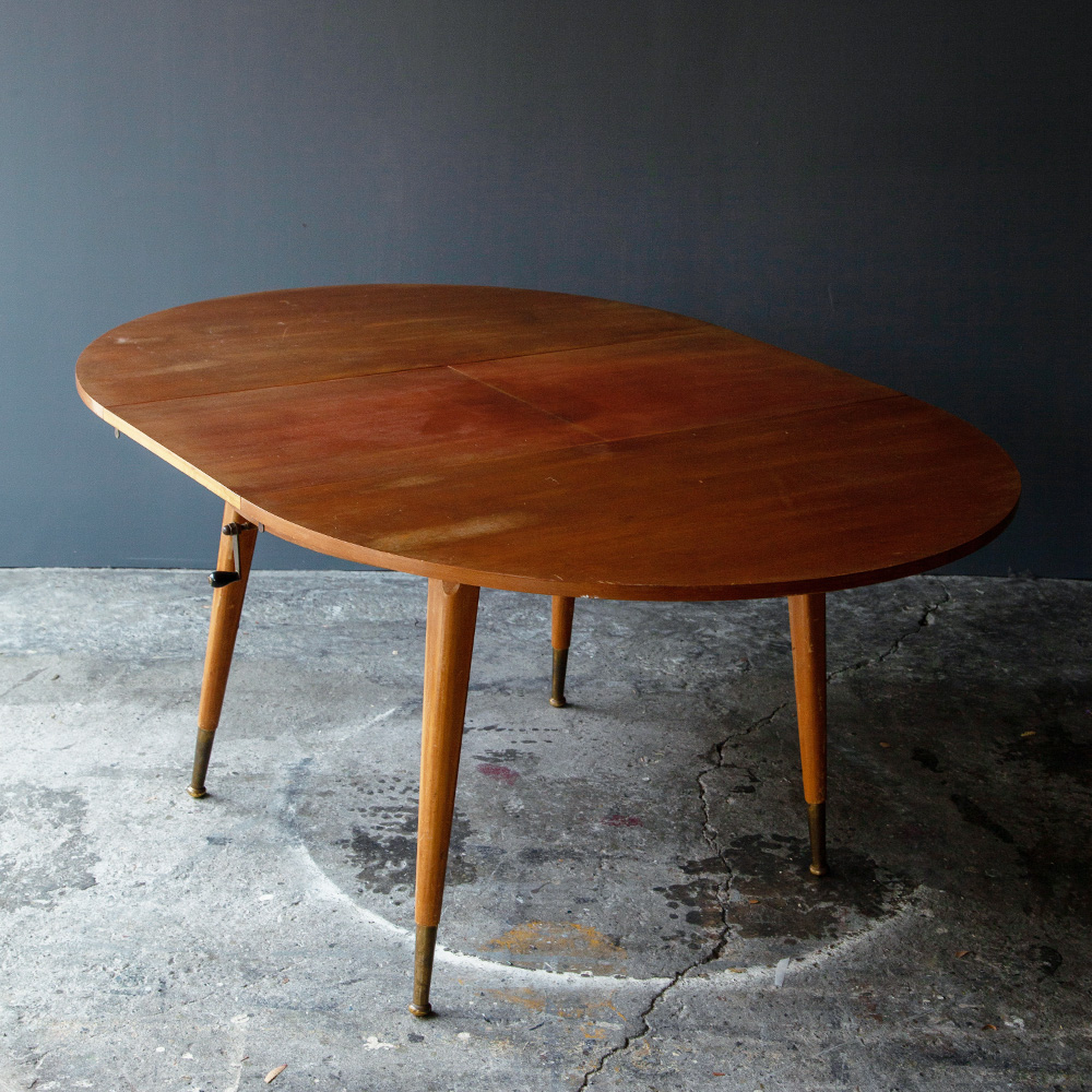 stoop | Vintage Folding Dining Table with Adjustable Legs in Wood 