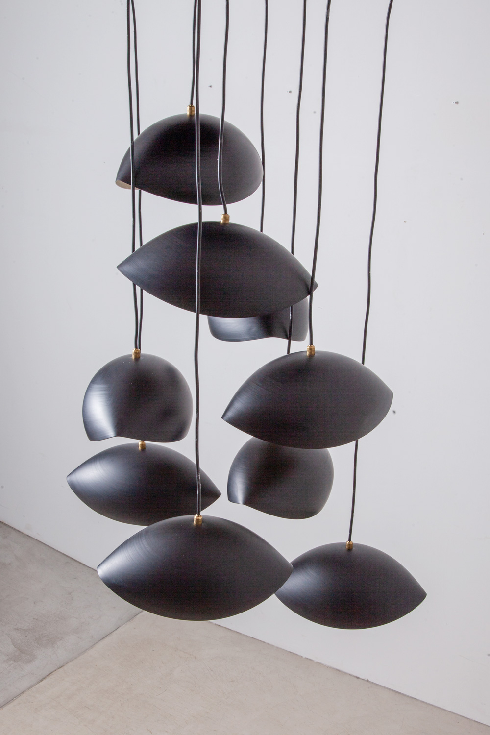 Pendant Light with 9 Wink Shade in Brass and Black