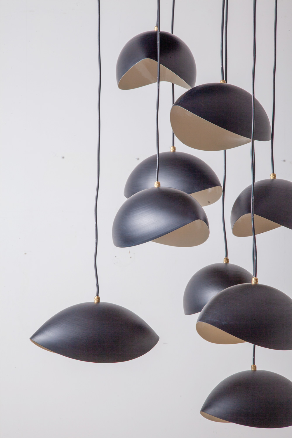 Pendant Light with 9 Wink Shade in Brass and Black