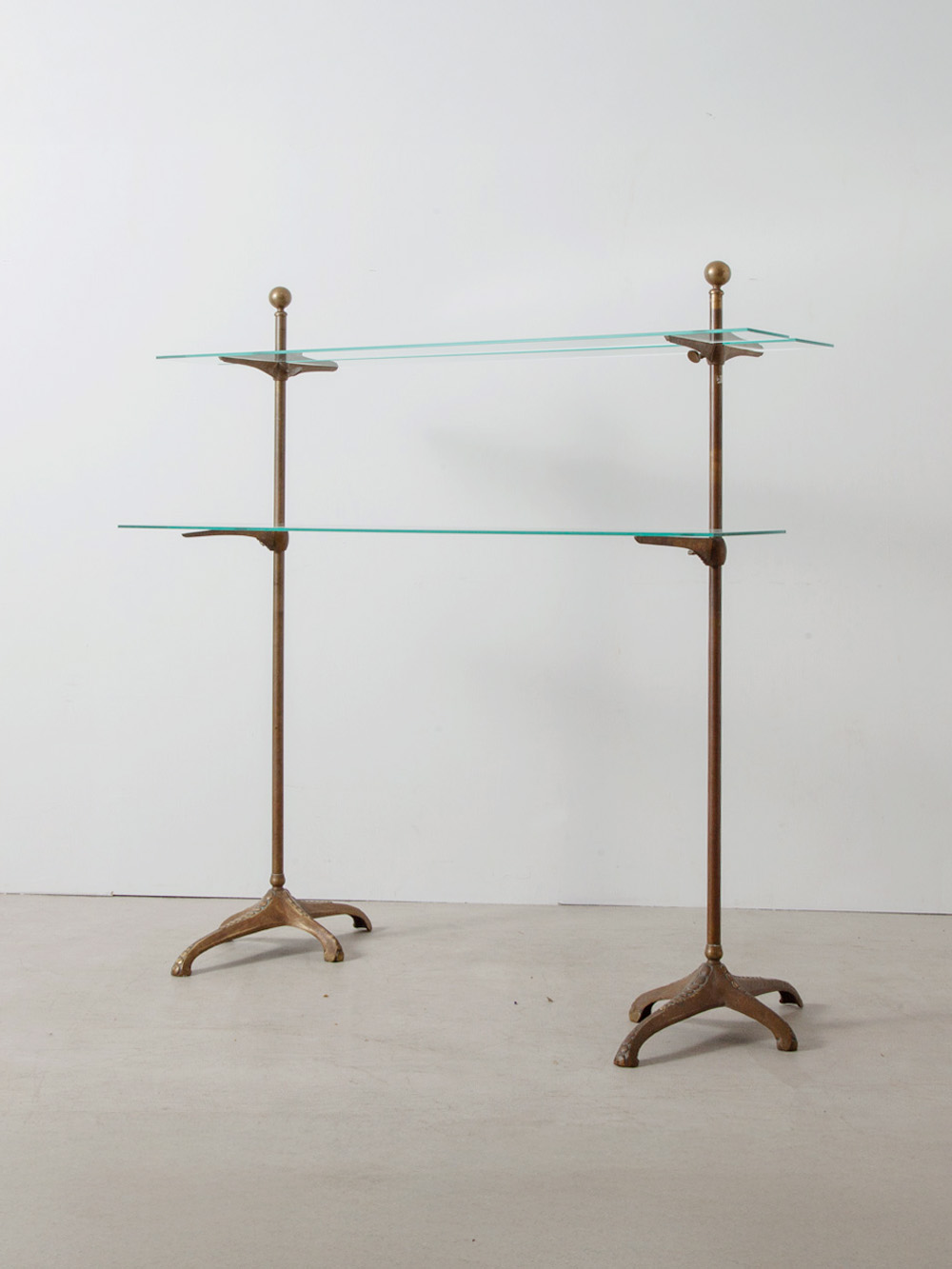 Shelves Display Rack in Brass and Glass