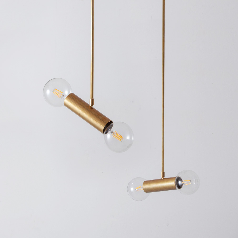Double Bulb Pendant Light in Brass