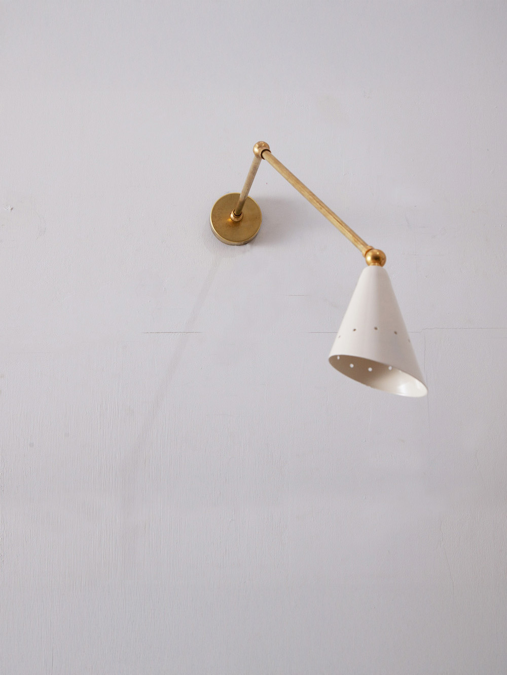 Adjustable Arm Wall Light in Brass and White