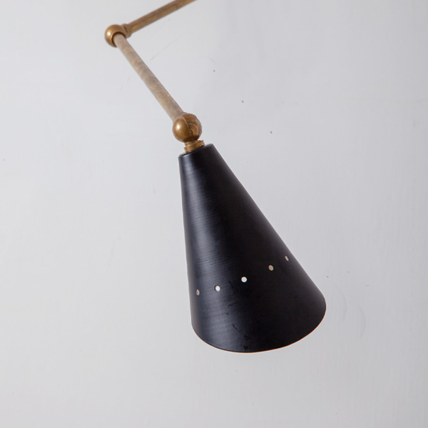 Adjustable Arm Wall Light in Brass and White Black