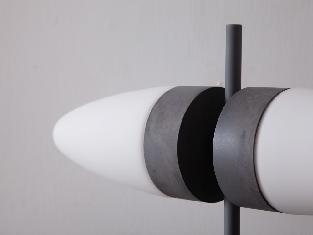 Bull Table Lamp Oxidised for 101 COPENHAGEN in Aluminum , Opal Glass , Leather and Marble