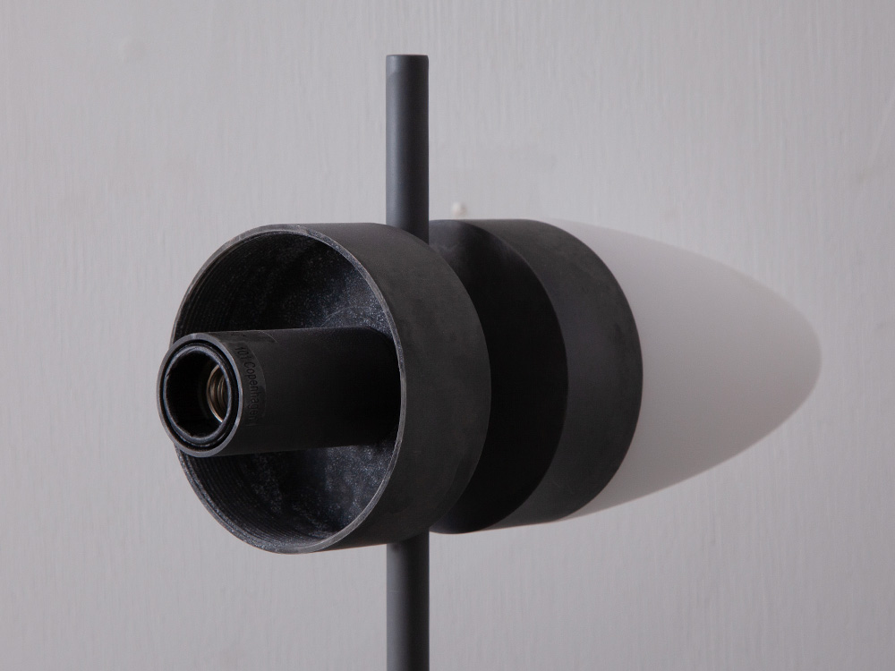 Bull Table Lamp Oxidised for 101 COPENHAGEN in Aluminum , Opal Glass , Leather and Marble