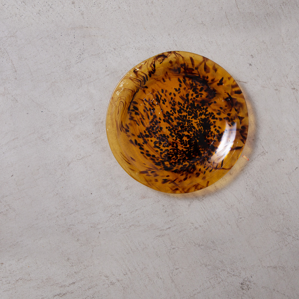 Vintage Glass Plate in Amber from Murano