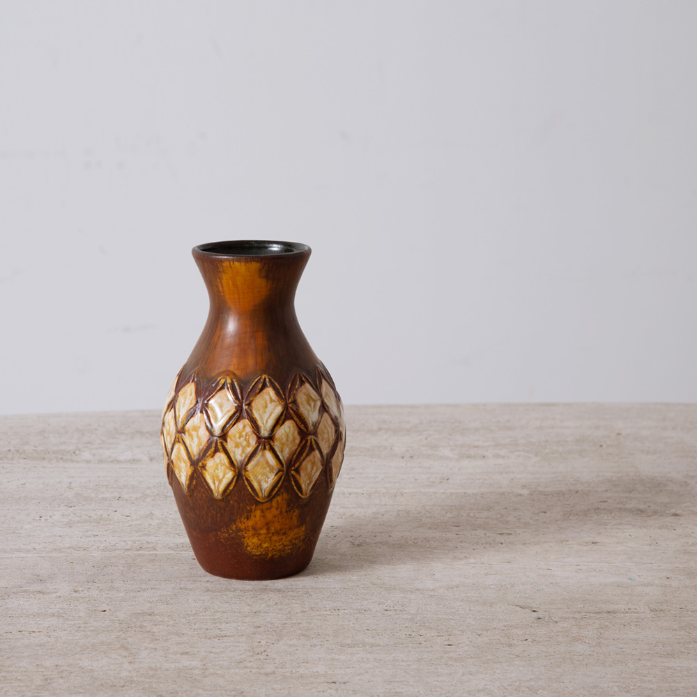stoop | West Germany Vintage Flower Vase in Brown and Beige