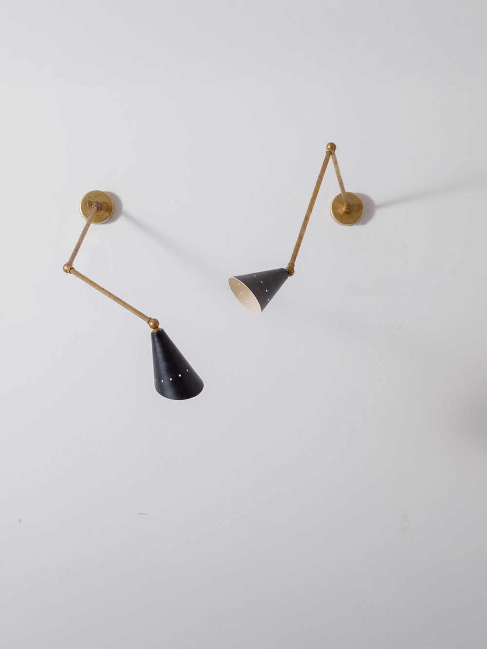 Adjustable Arm Wall Light in Brass and Black