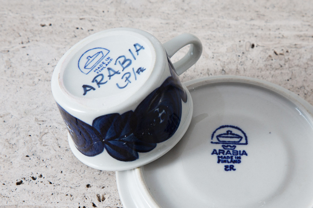 Demitasse Cup & Saucer  Set “Anemone” for ARABIA by Ulla Procope
