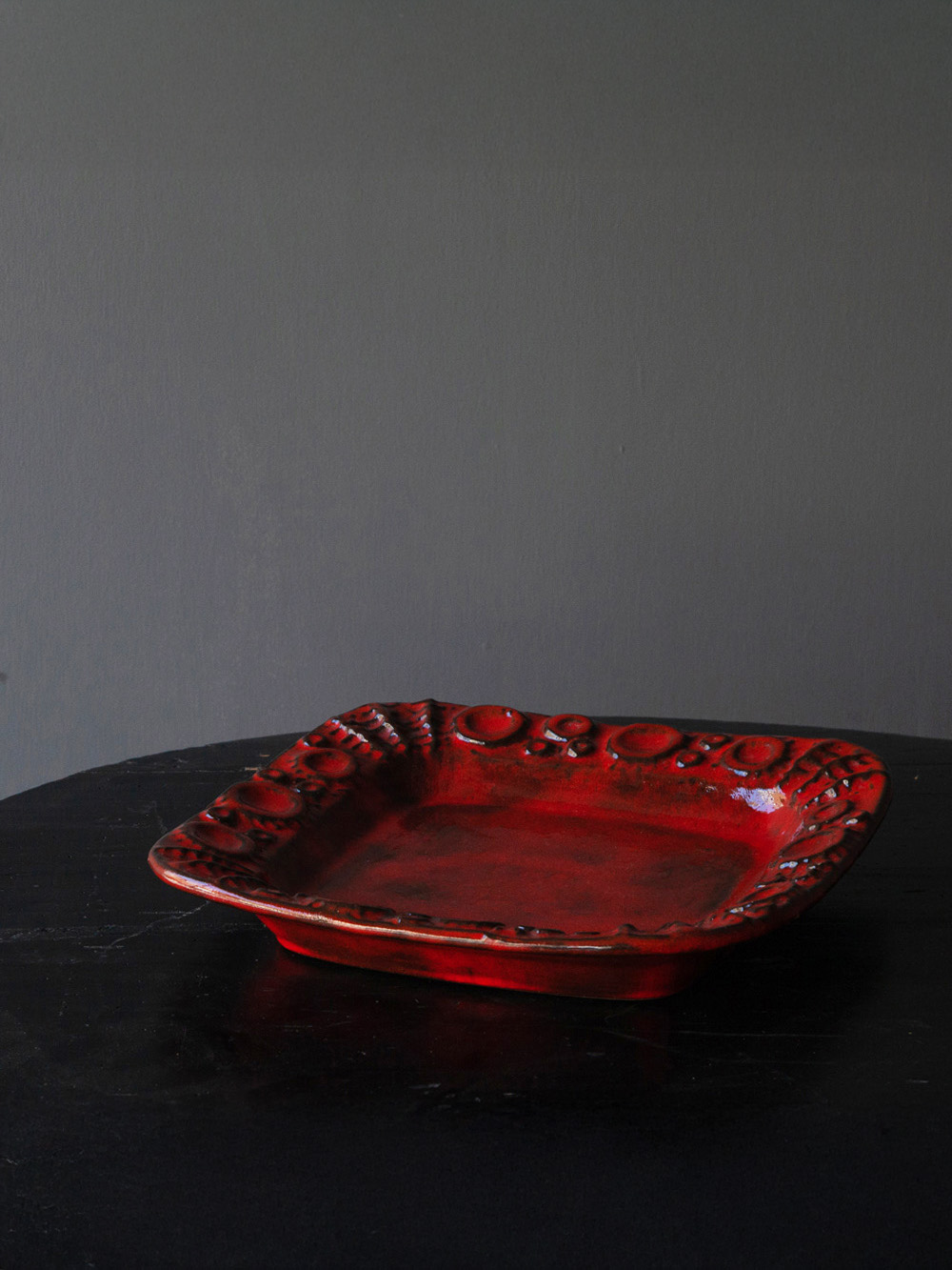West Germany Vintage Square Dish in Red