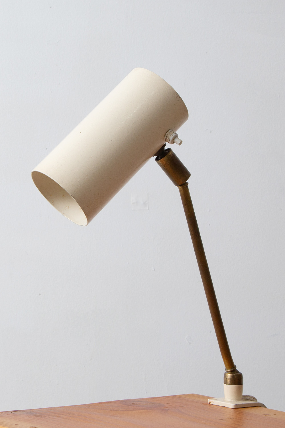 France Vintage Adjustable Table Lamp in White and Brass