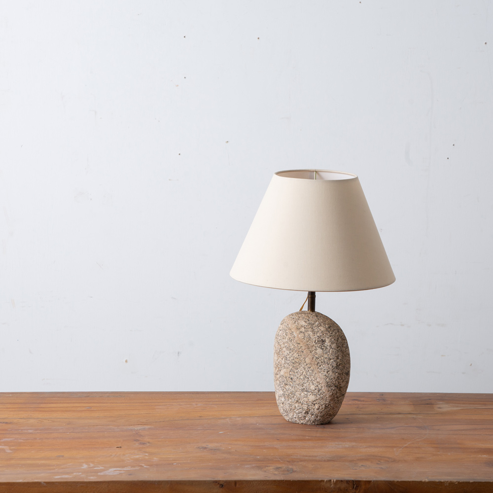 Table Lamp in Stone, Brass and White