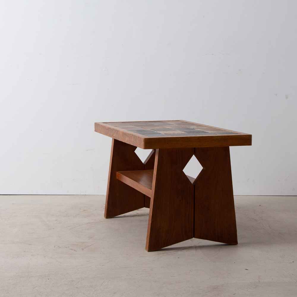Coffee Table in Oak and Tiles by Guillerme & Chambron