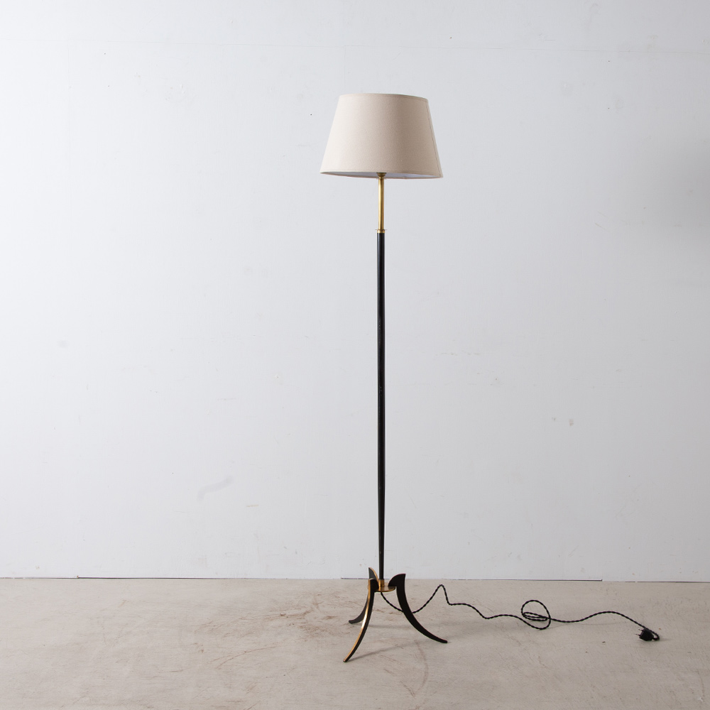 Vintage Tripod Floor Lamp for Lunel in Brass and Black