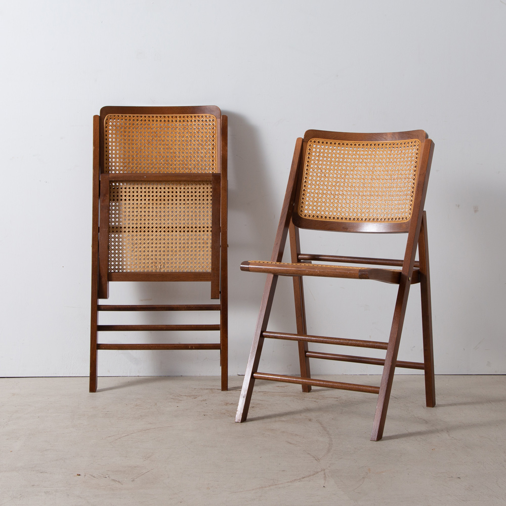 Folding Chair #02 in Rattan and Wood
