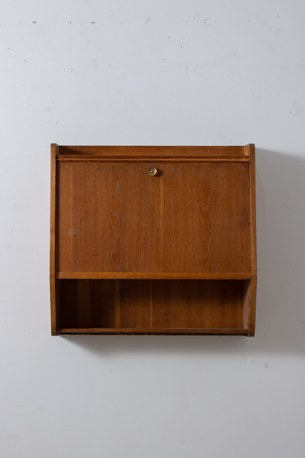 Vintage Wall Desk by Emile Seigneur in Wood and Brass