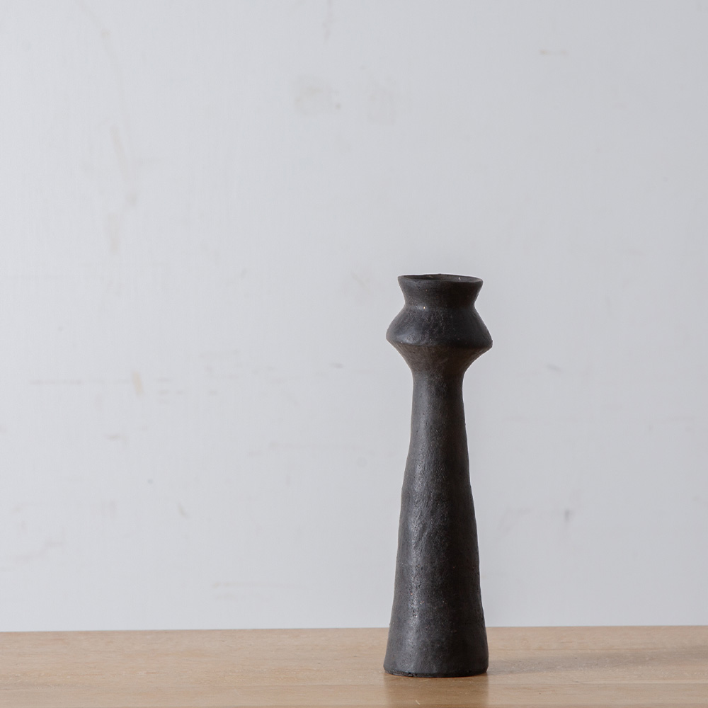 Small “Noyaki” Flower Vase #004 by Taro Tanaka in Black