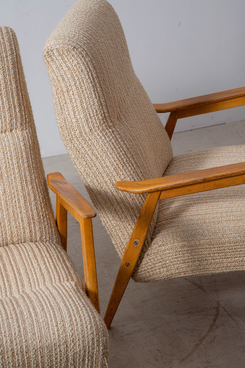 Arm chair for Interier Praha in Beech and Tweed