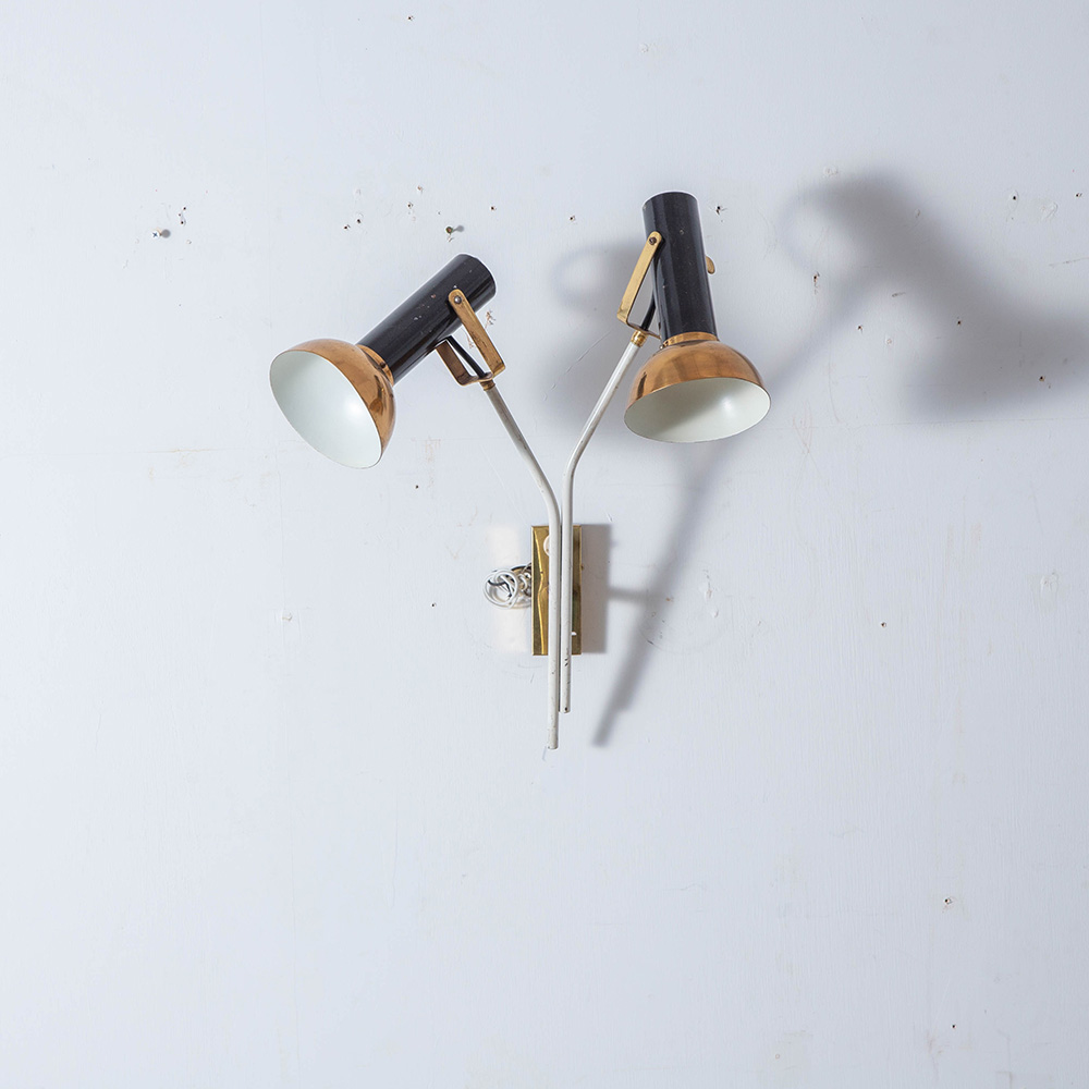 Adjustable Dual Wall Light in Brass and Black