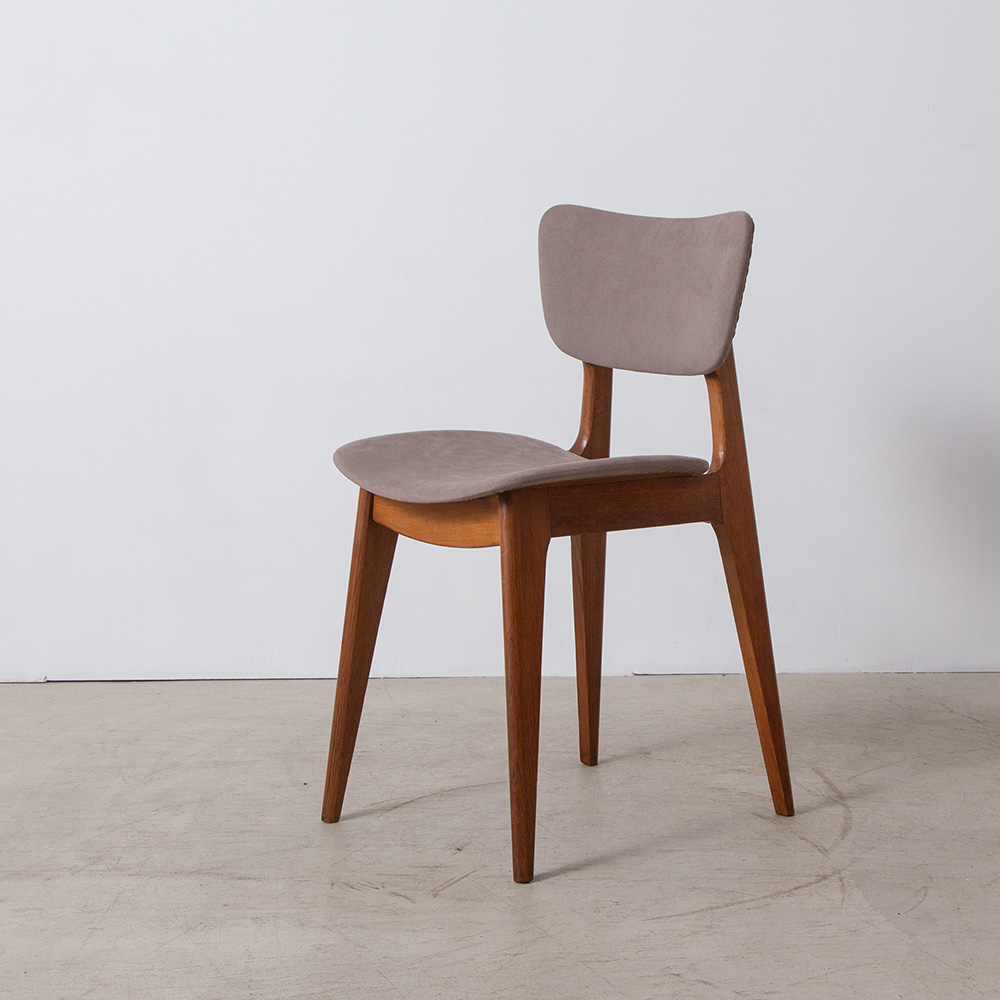 6517 Chair for Boutier by Roger Landault in Wood and Suede