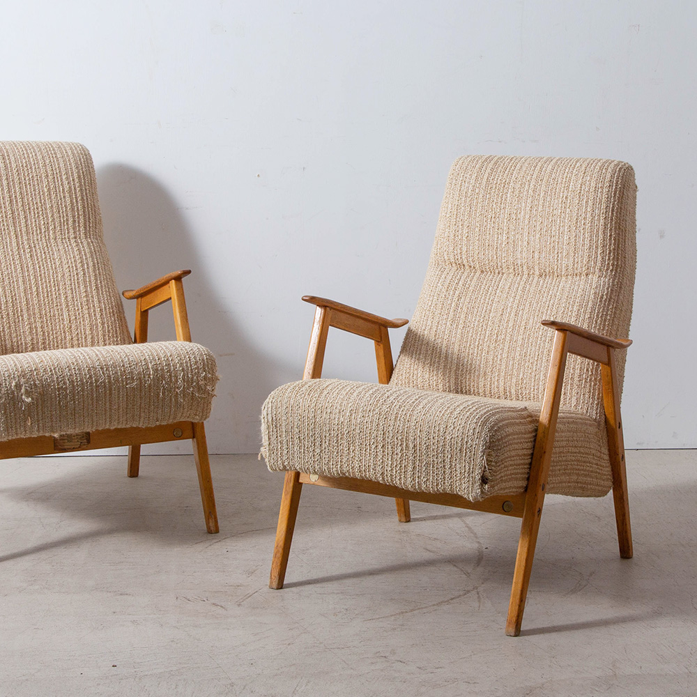 Arm chair for Interier Praha in Beech and Tweed