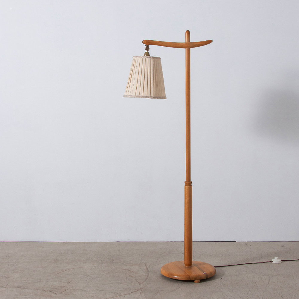 Vintage Floor Lamp in Pine and Cotton