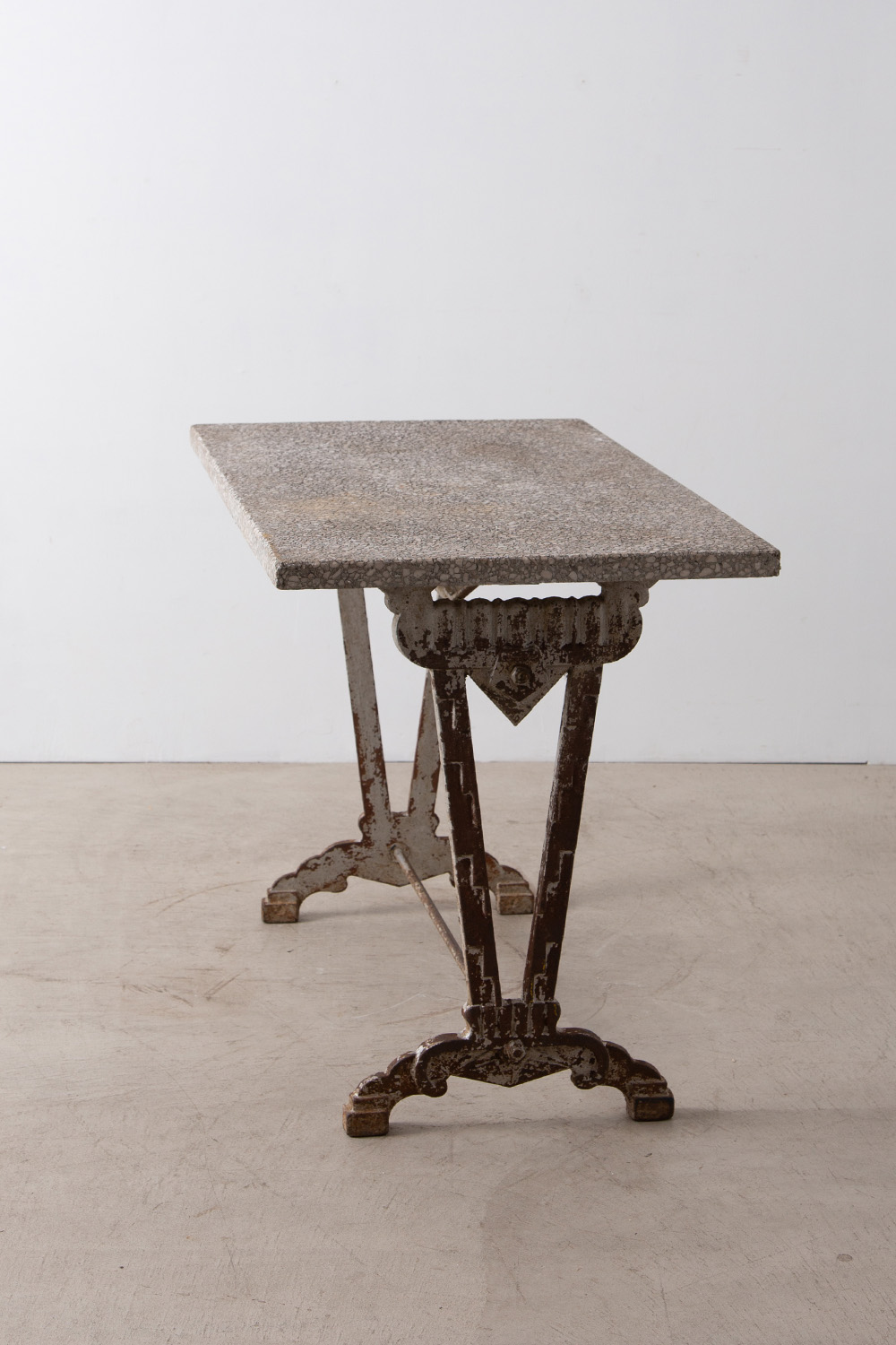 Antique Stone Top Table in Iron and Stone