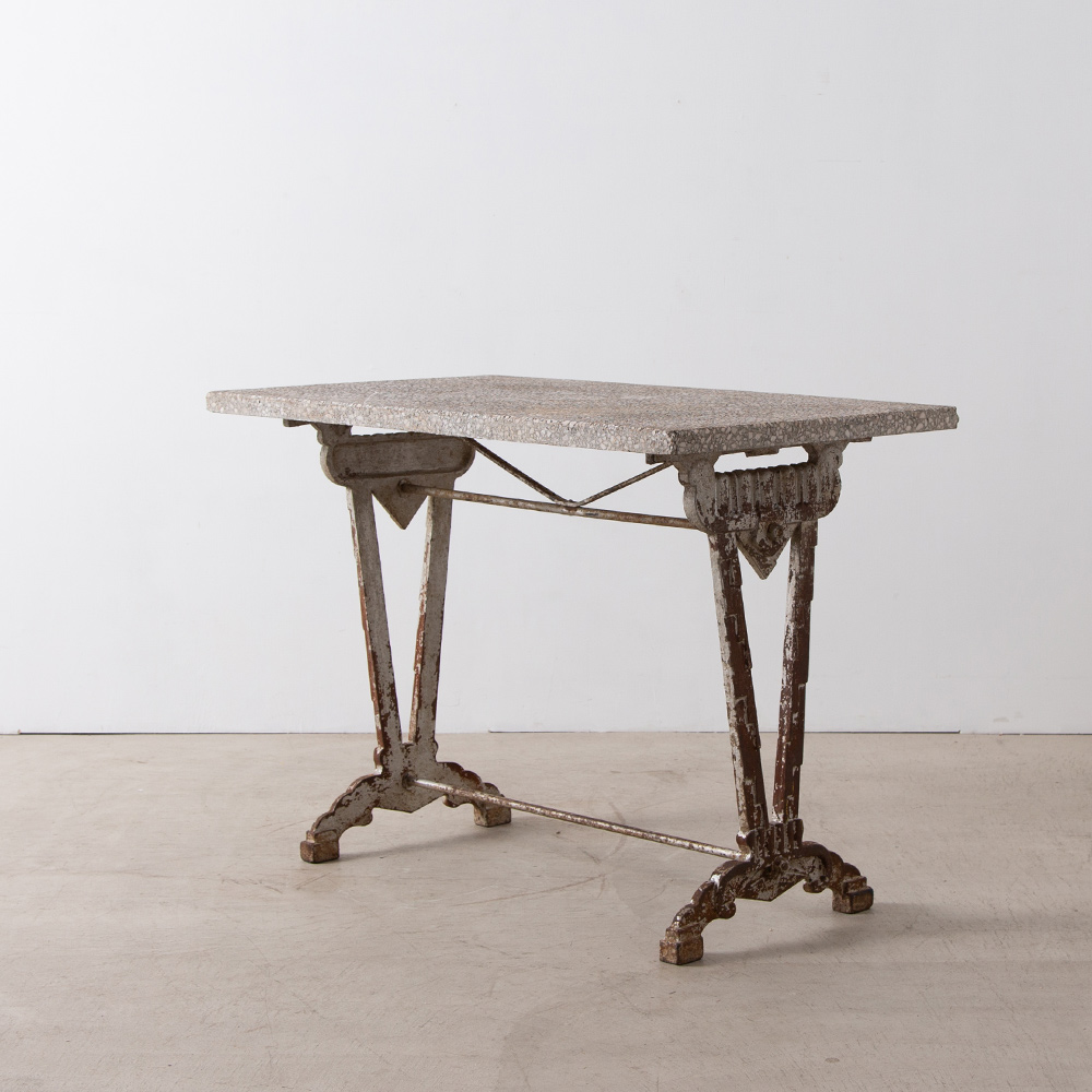 Antique Stone Top Table in Iron and Stone
France , 1930s
