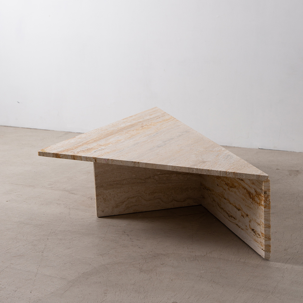 Italian Travertine Triangle Coffee Table for Up & Up