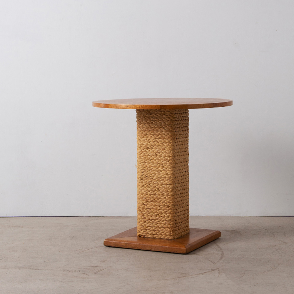 Round Coffee Table for Vibo Vesoul by Audoux & Minet in Oak and Rope
