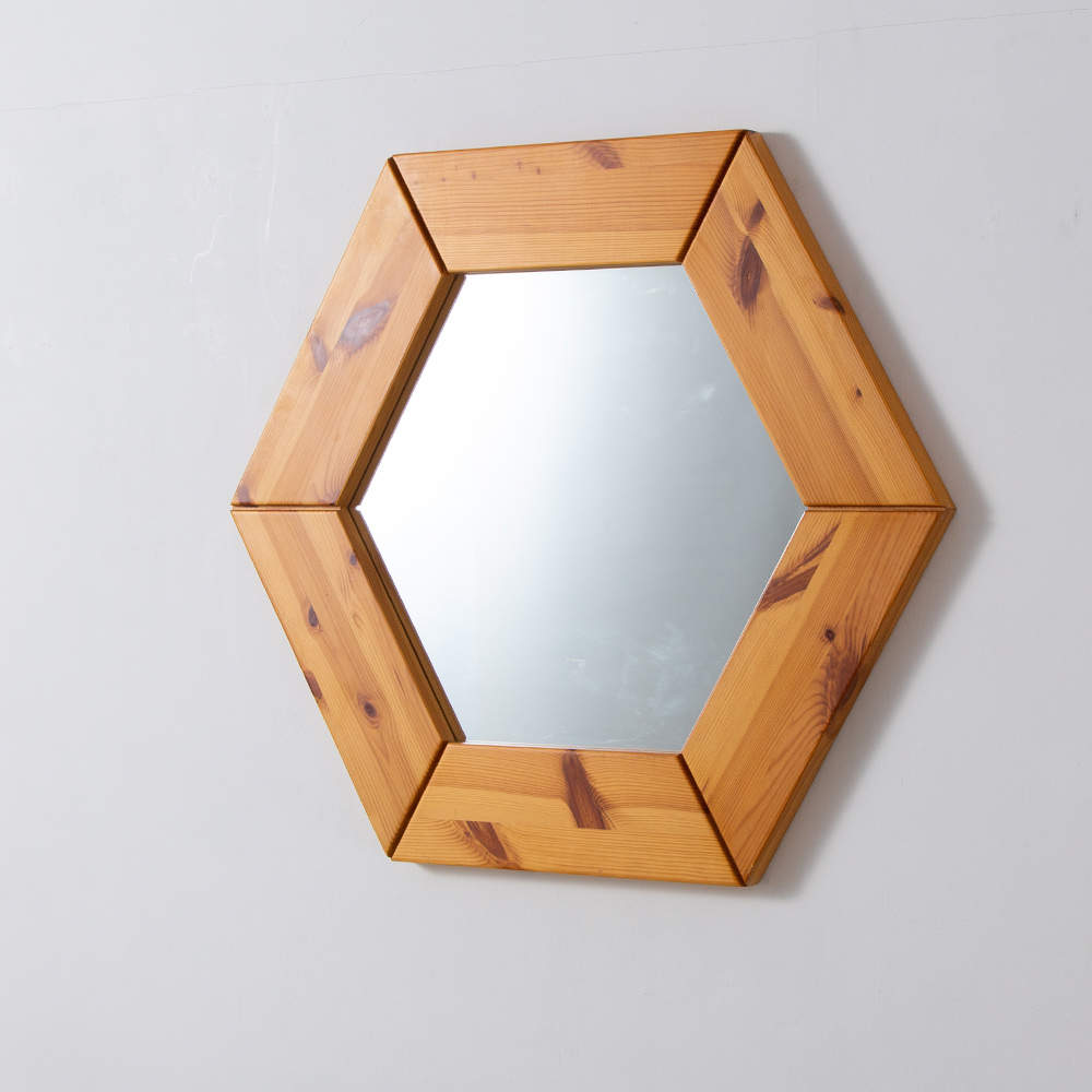 Swedish Hexagon Wall Huge Mirror for GLAS MASTER in Pine