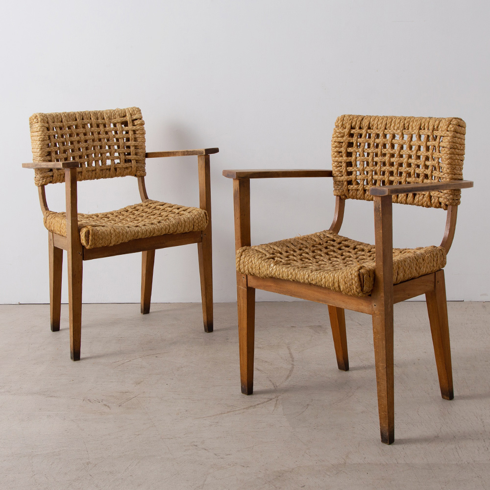 Arm Chair by Audoux & Minet for Vibo Vesoul #001 in Beech and Rope
