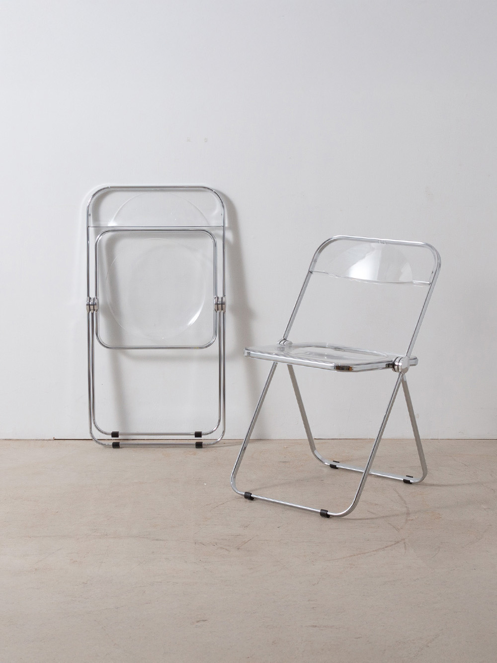 Plia Chair by Giancarlo Piretti for ANONIMA CASTELLI in Steel and Clear Polycarbonate