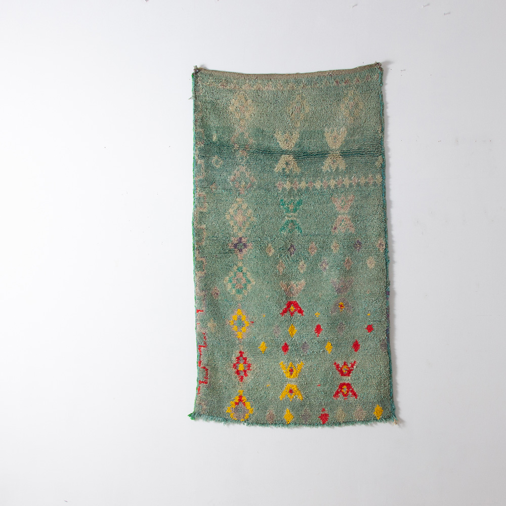 Vintage Handcraft Rug from Boujad #007
Morocco , 1970s - 80s
柔らかな色彩に経年変化したグリーンが特徴のブジャド。
赤や黄色で配置された抽象的なデザインからは、古来から受け継がれてきたかのような伝統的なエッセンスが感じられます。
