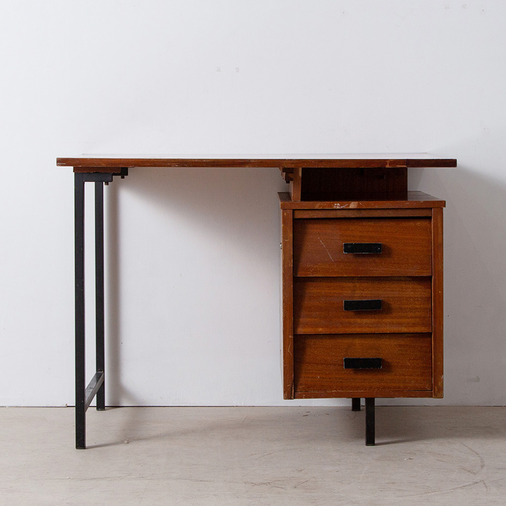 “Série CM 172” Desk by Pierre Paulin for THONET in Mahogany and Metal