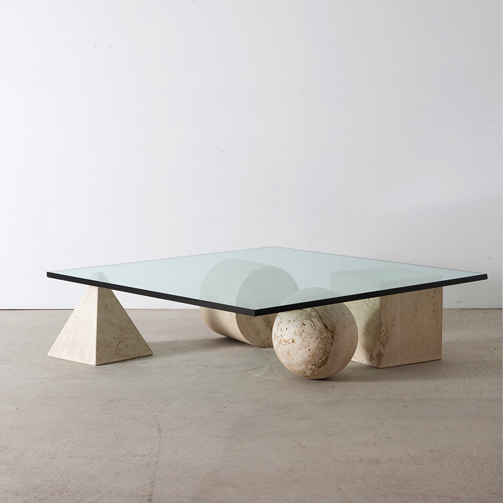 ‘Metafora’ Coffee Table by Massimo and Lella Vignelli for Casigliani in Travertine