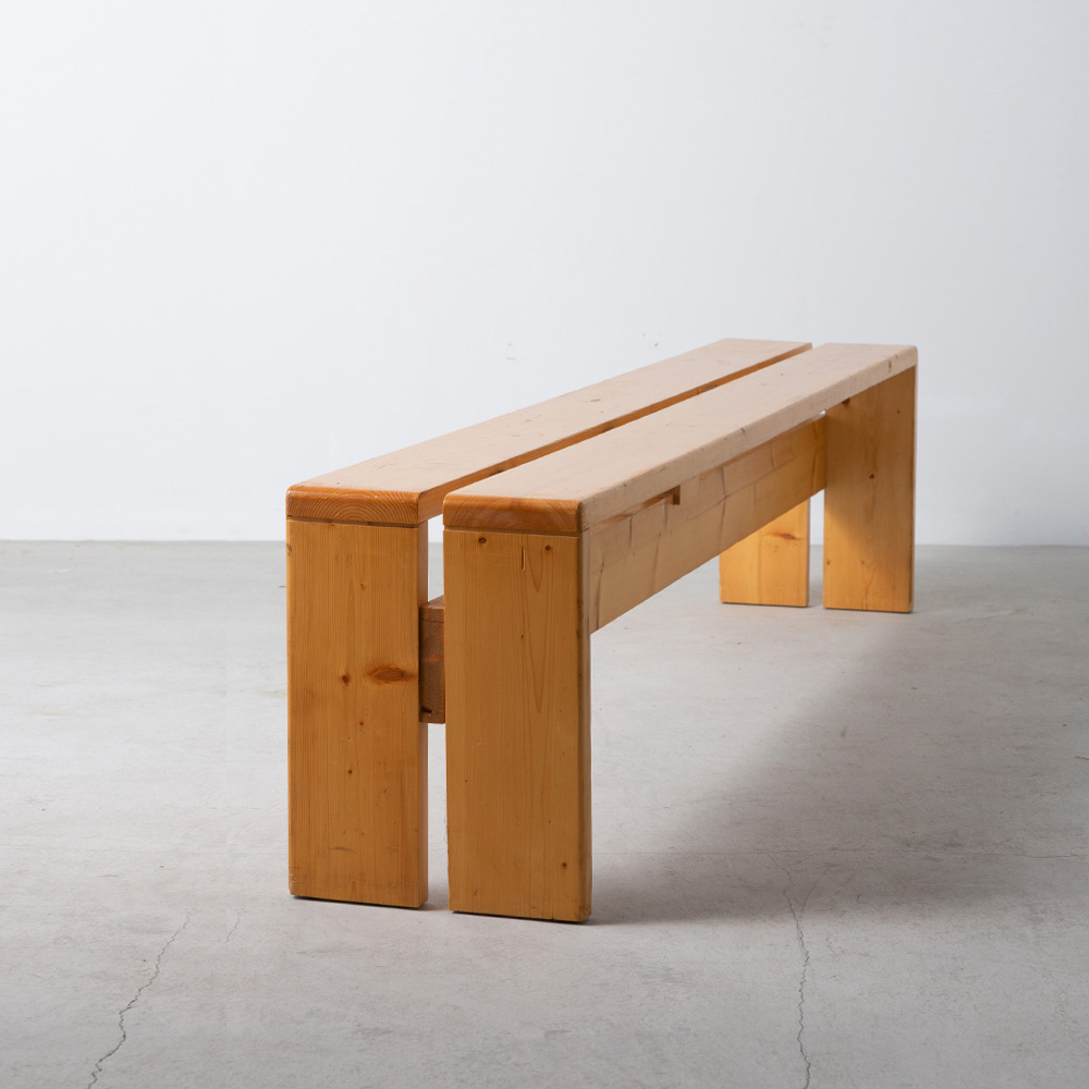 Long Bench by Charlotte Perriand for Les Arcs from Village in Savoie in Pine