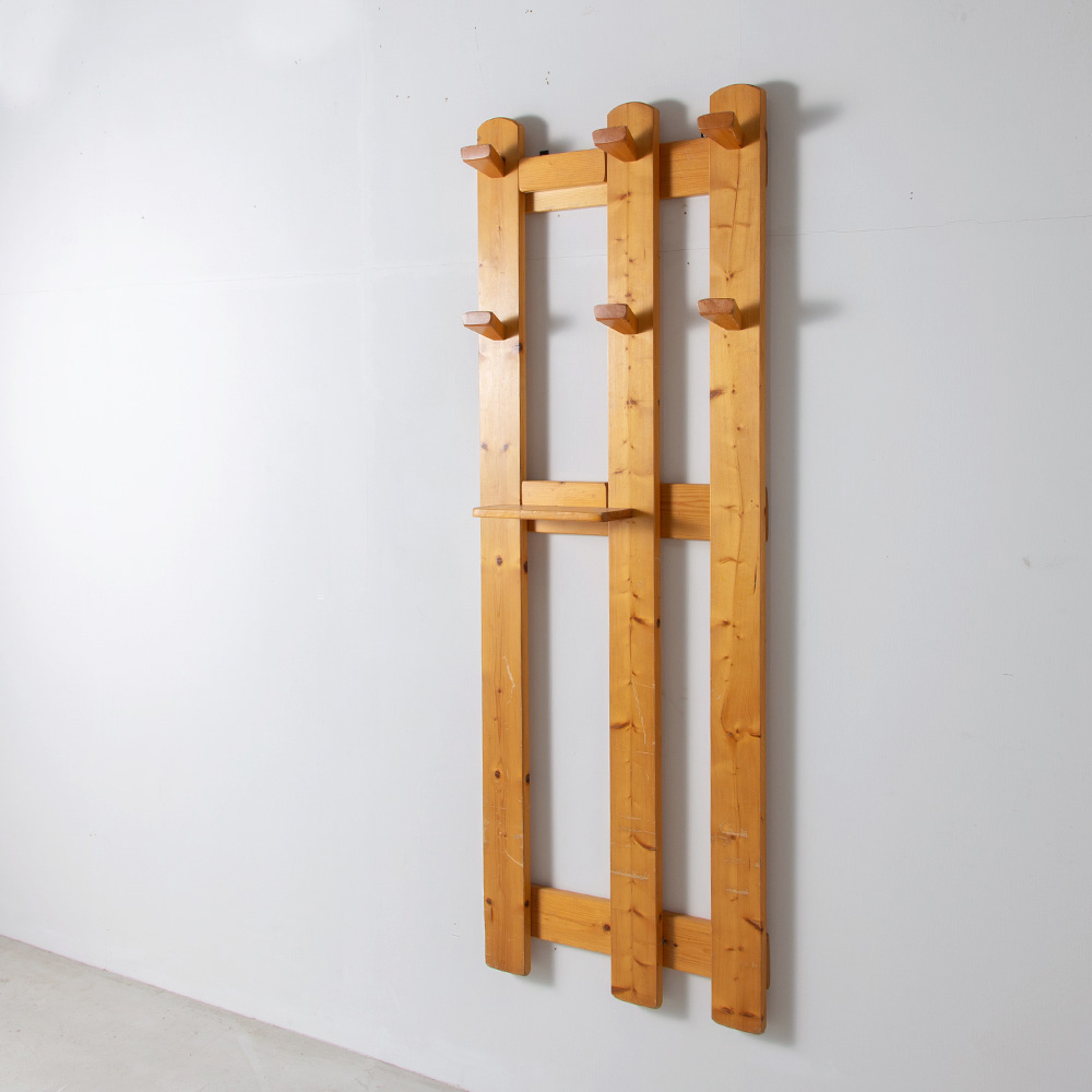 Wall Shelf and Coat Rack from Les Arcs 1800 in Pine