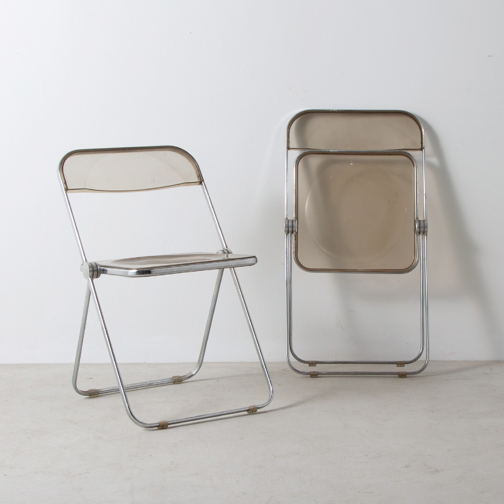 Plia Chair by Giancarlo Piretti for ANONIMA CASTELLI in Steel and Grey Polycarbonate